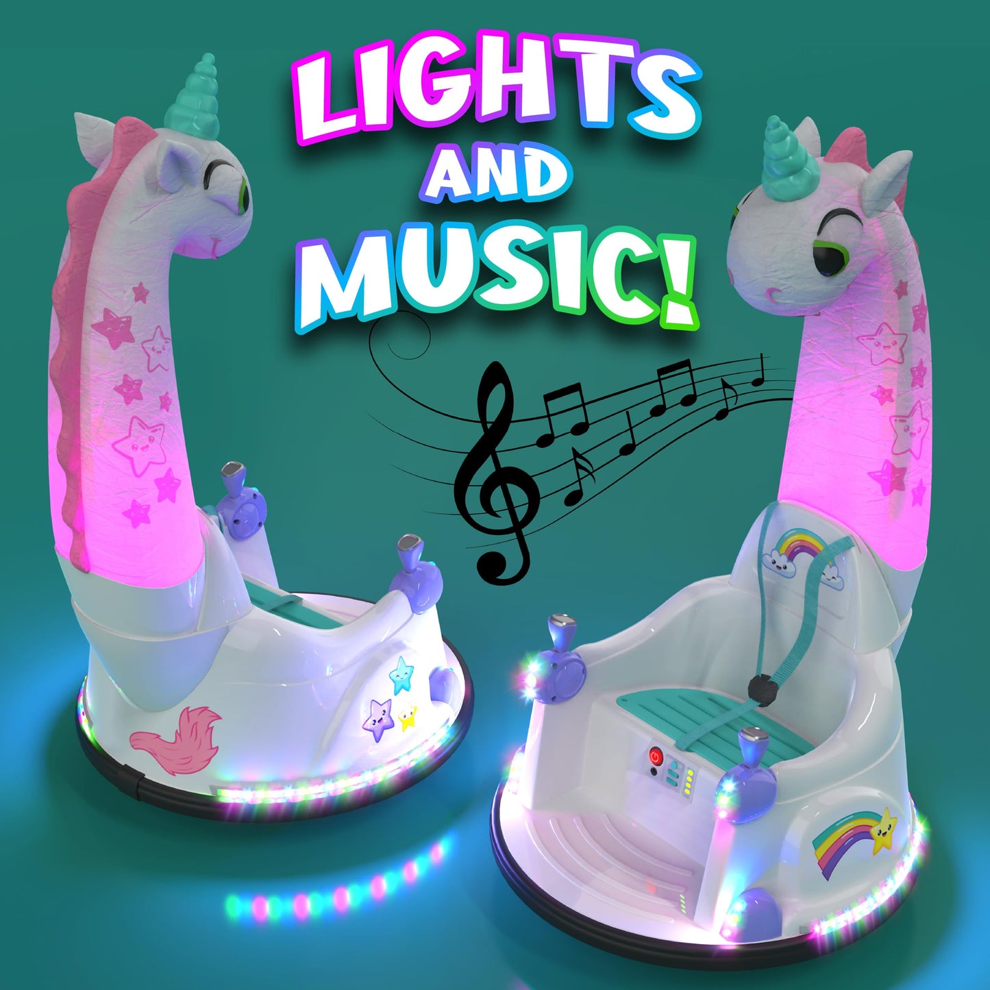 Bumper Car For Kids, 12V Electric Ride On Toy With Remote Control, Led Lights & Music For Toddlers 1-3, Birthday Gift Ages 1 2 3