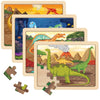 Synarry Large Dinosaur Wooden Puzzles For Kids 4 In 1 Gift Box(12.2 * 9.4 In) - Fsc Certified, Jigsaw Puzzles For Kids Ages 4-6, Dinosaur Toys Gifts For 3 4 5 Year Old Boys Girls