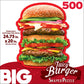 RoseArt 500 Piece Jigsaw Puzzle - Big Shaped Juicy Burger, Multicolor, 27" x 12", Model 7450ZZB for Adults