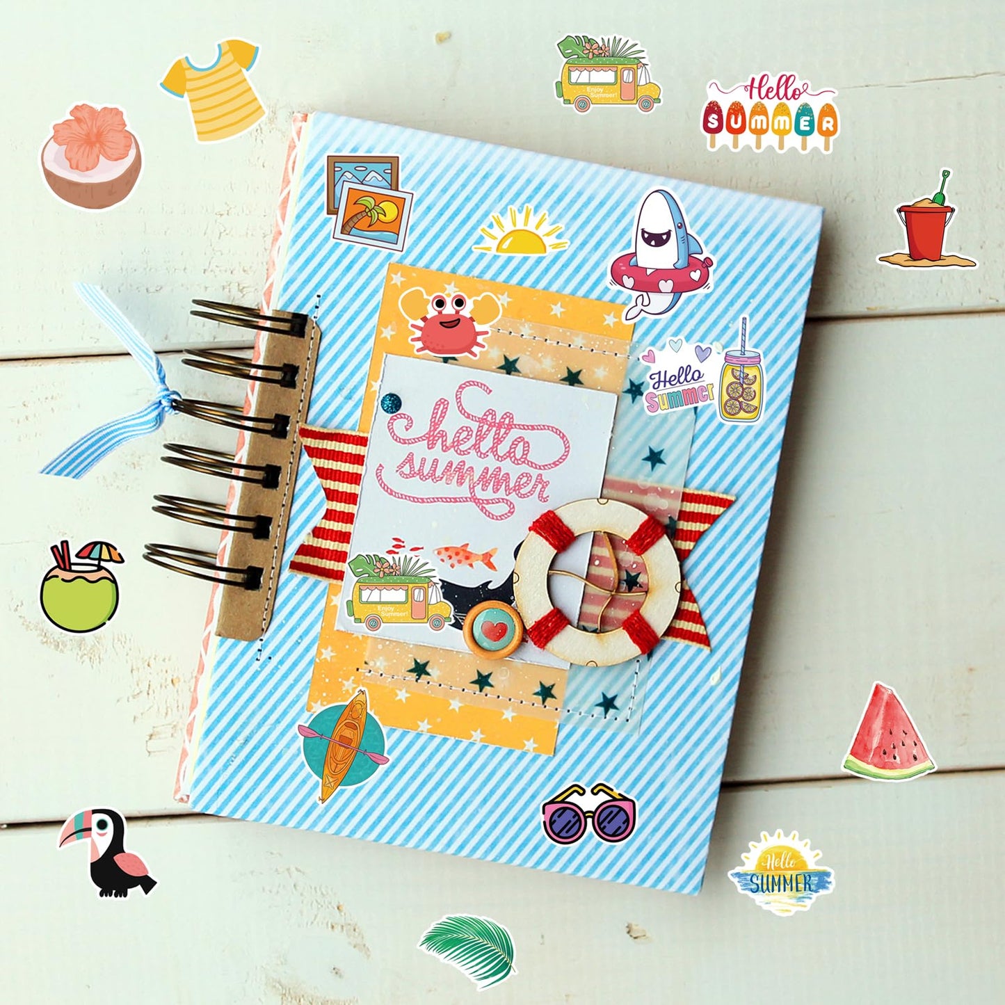 Xzentira, 100 Pcs Summer Stickers For Kids, Beach Stickers For Water Bottles, Happy Summer Vinyl Waterproof Stickers For Laptop