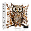 Button Owl Puzzles for Adults 1000 Pieces, Nature Forest Bird Jigsaw Puzzles, Vintage Animal Art Puzzle as Owl Decor