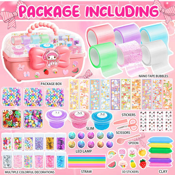 Jimcii Pink Bow Nano Tape Bubble Kit for Kids, Squishy Maker with Box, Plastic, Model Ji-1