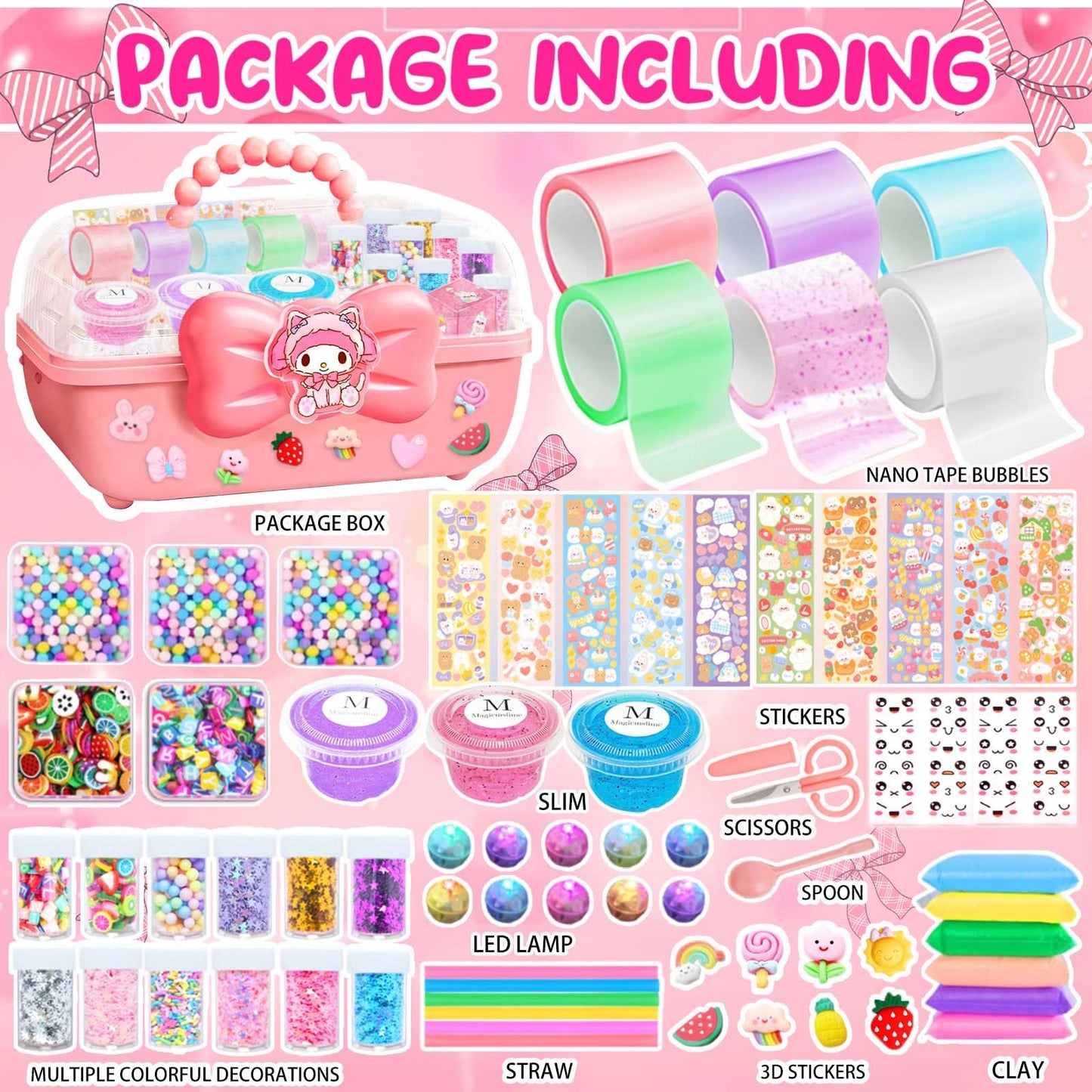 Jimcii Make Your Own Nano Tape Bubble Kit, Nano Tape Bubble Squishy Maker Kit For Kids, Nano Tape Bubbles