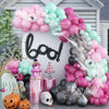 Halloween Party Decorations Balloon Garland Kit, 130Pcs Black Green Pink Latex Balloons Garland With Double-Layered Retro Peach Balloons Boo Foil Balloons Spider Web For Kids Halloween Party Supplies