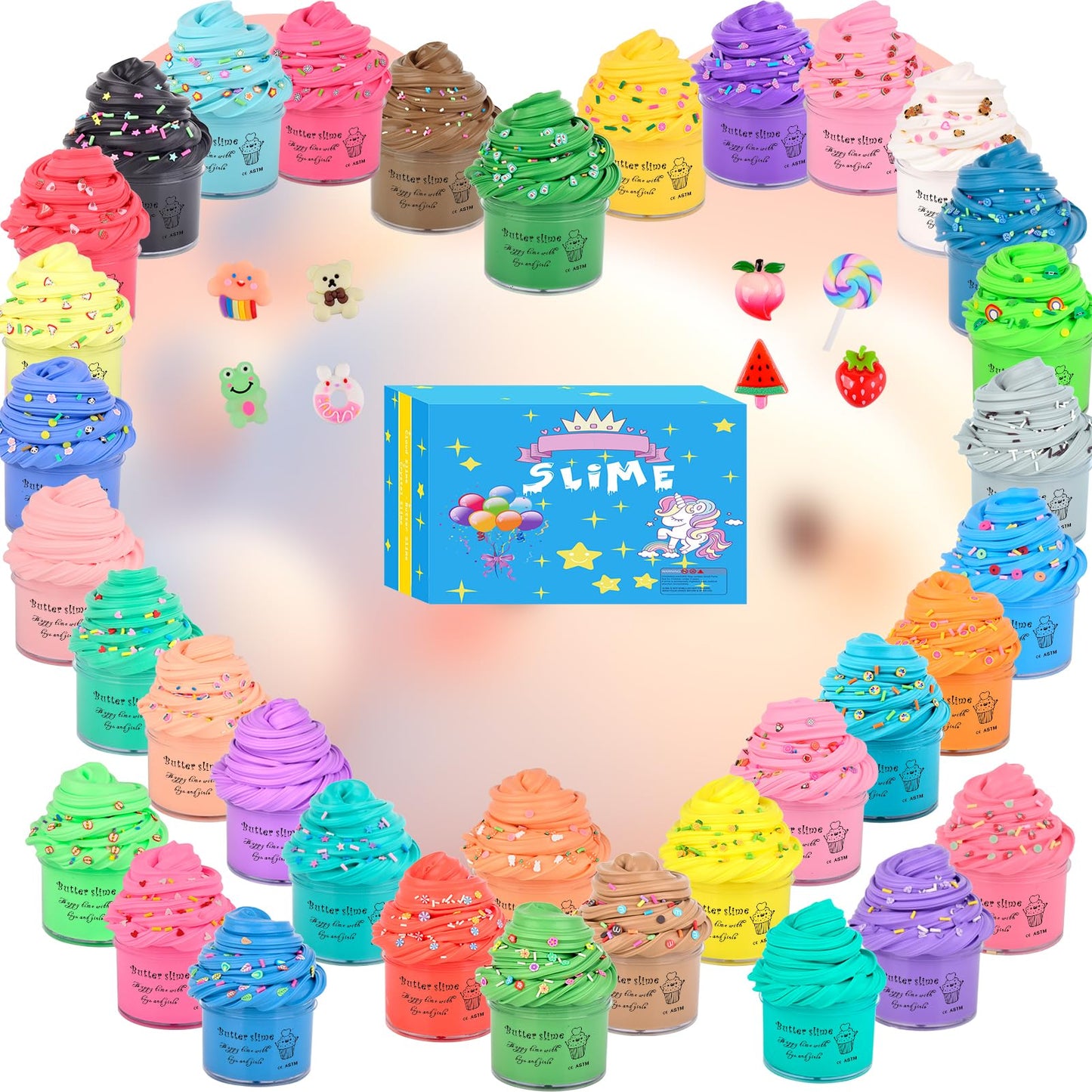 Butter Slime Kit 35 Pack, Mini Slimes Party Favors For Girls Boys, Soft And Non-Sticky, Goodie Bags Stuffers, Classroom Reward,