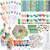 Qilery 195 Pcs Mermaid Party Unicorn Party Dinosaur Party Shark Party Favors Includes Plastic Cup with Lid Straw Keychain Bracel