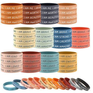 Sratte Inspirational Silicone Wristbands Rubber Stretch Unisex Bracelets Student Christmas Gift Stocking Suffers for Class(Brigh