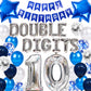 10Th Birthday Decorations Blue For Boys Double Digits 10Th Birthday Balloon Banner With Blue Star Foil Balloons Confetti Balloon