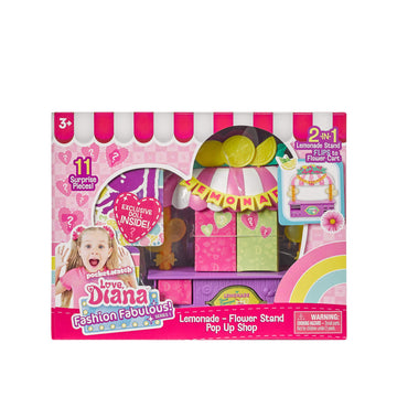 Far Out Toys Love, Diana, Kids Diana Show, Fashion Fabulous Doll With 2-In-1 Lemonade And Flower Stand Pop-Up Shop, 11 Surprise Play Pieces, Purple Lemonade Stand Flips Into Gorgeous Flower Stand, Ages 3+ (33042)