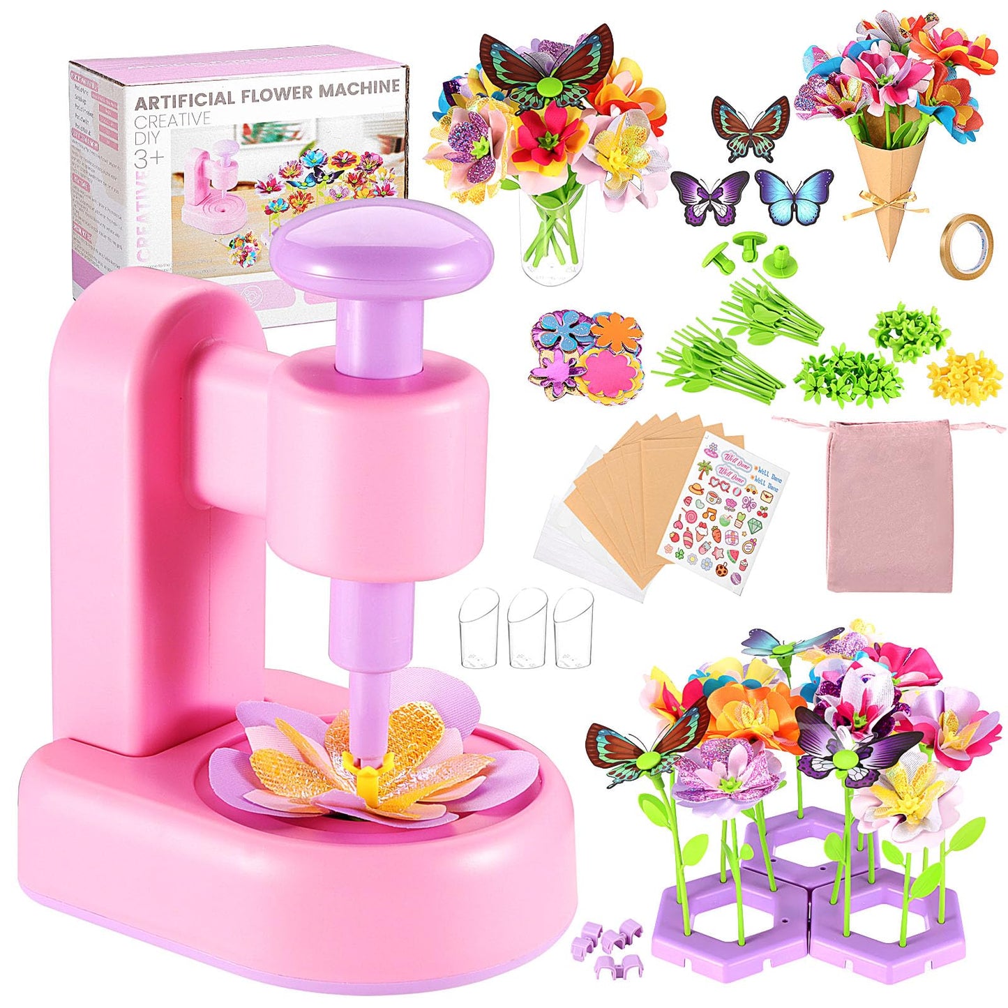 DIY Flower Craft Kit, Fabric Flower Bouquets Toys, DIY Craft Kits Toys Flowers Making Kit for Kids, Creative Christmas Birthday 