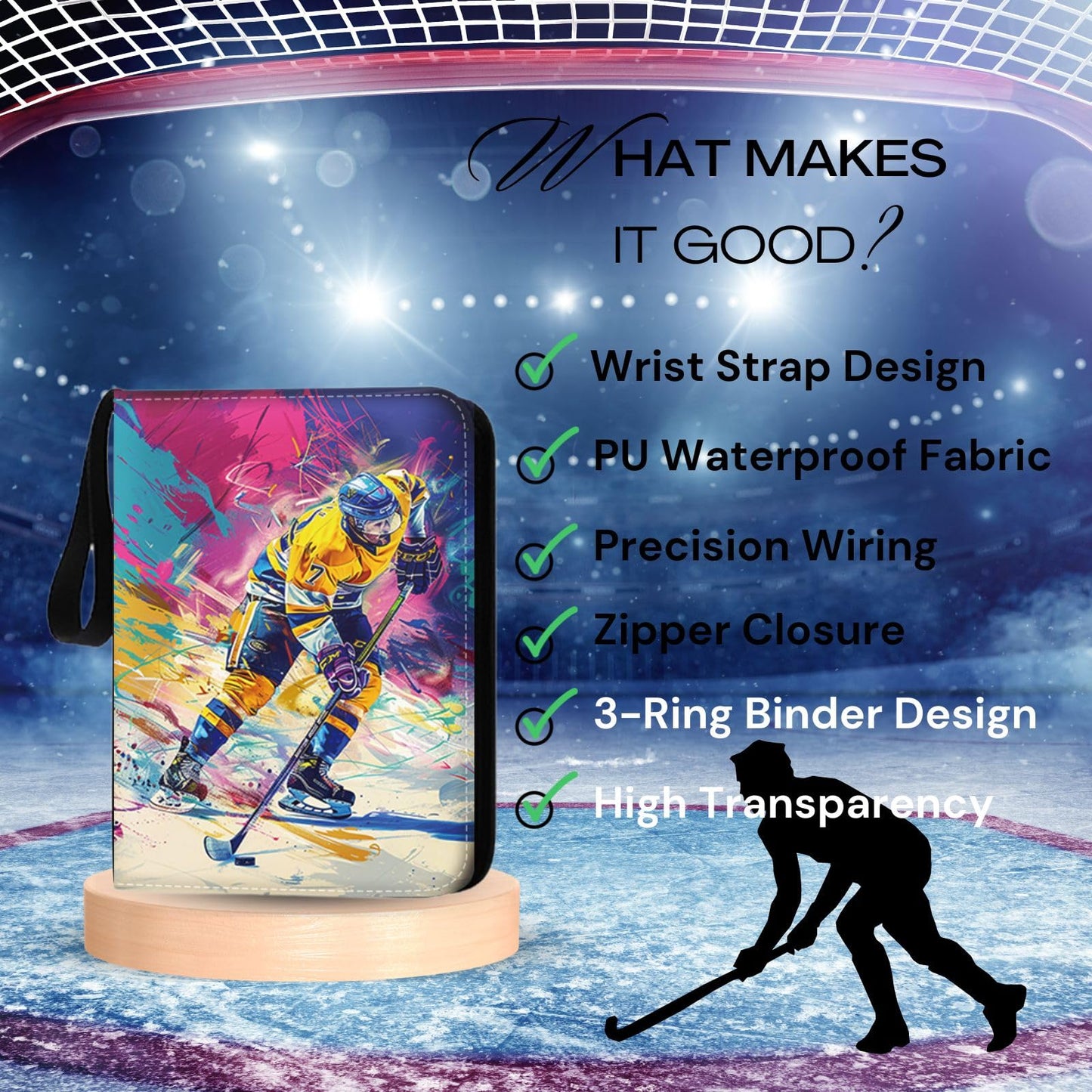 Hockey Card Binder 900 Pockets  Trading Card Binder Sports Card Binder 50 Removable Double Sided Sleeves with Zipper 3-Ring  Hockey Card Holder Baseball Football Soccer Collector Storage Album