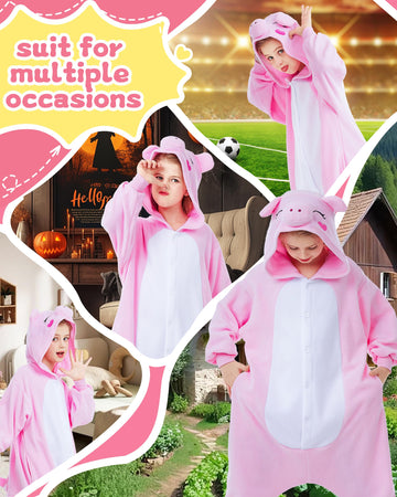 Canasour Pig Onesie Kids Halloween Cosplay Costume Girls One Piece Pjs Anime Unisex Hoodie Pajamas Pink For 4T Boys Party Pyjama