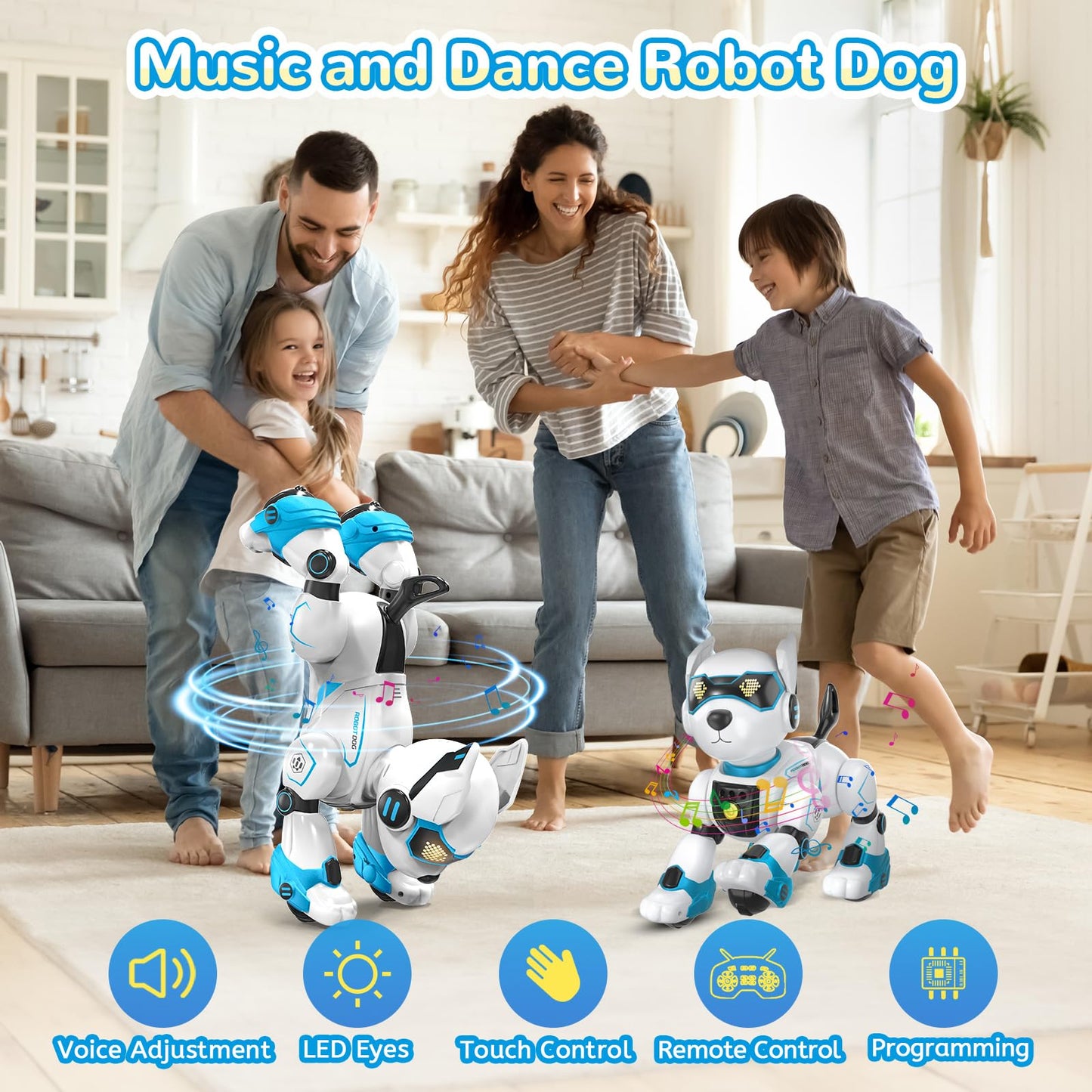 Smart Robots Dog Toy For Kids, Programmable Interactive Rc Robotic Pets With Voice Control And Touch Sensory, Imitates Animals Music Dancing, Present For Kids Boys And Girls