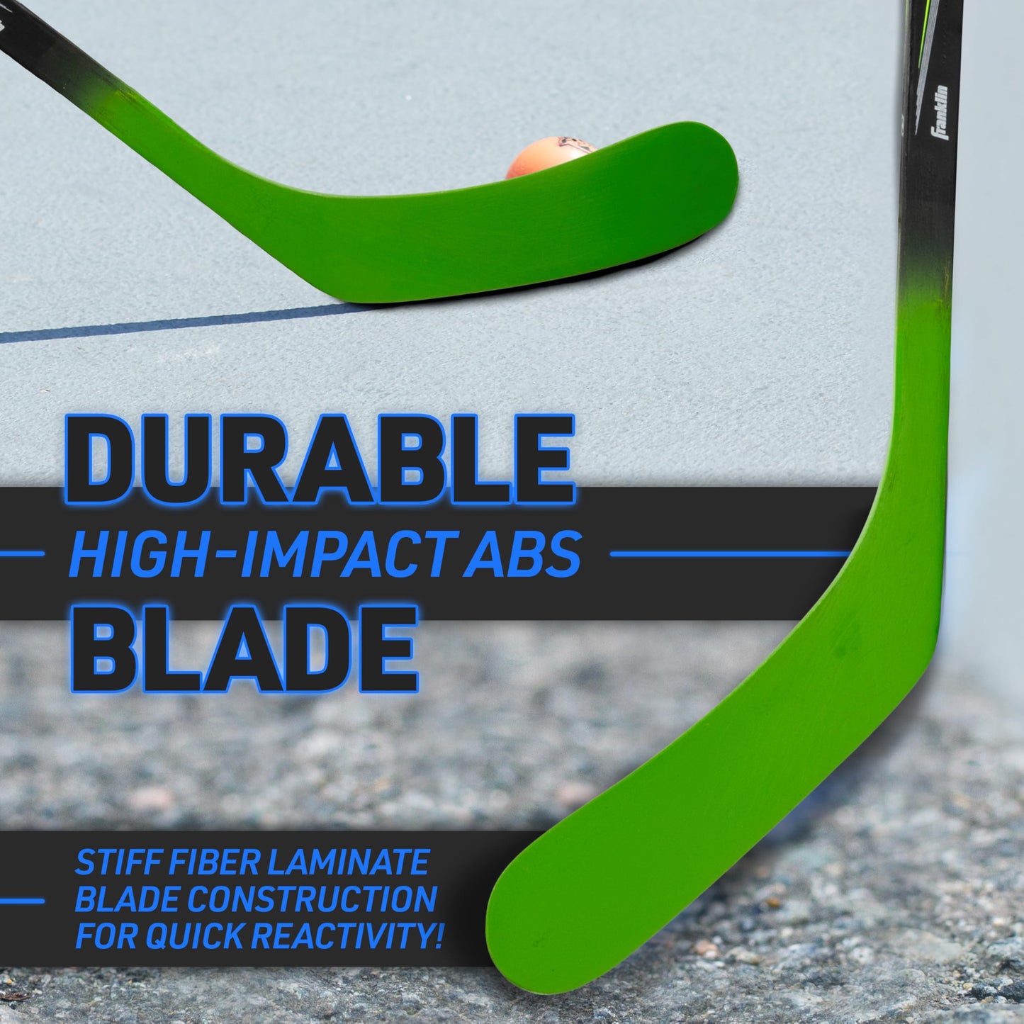 Franklin Sports Street Hockey Sticks - Power X Youth Street Hockey Stick - Wood and Fiberglass Shaft - ABS cutting edge - One Piece Stick - 46 Right Handed