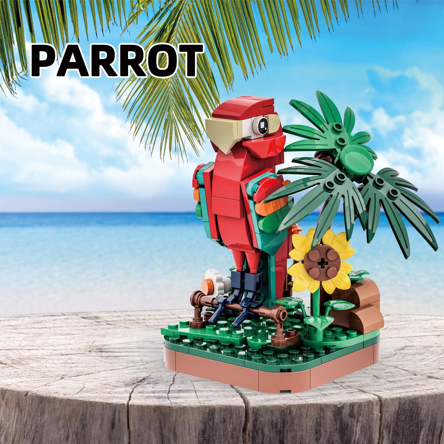 Apostrophe Games Majestic Birds Building Block Kit - 900 Pieces, Plastic - 6 Unique Bird Models in Green, Red, Brown, Black, White