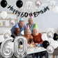 60Th Birthday Decorations For Men Women, Black Silver White Birthday Balloons, Black Happy 60Th Birthday Banner Birthday Cake To