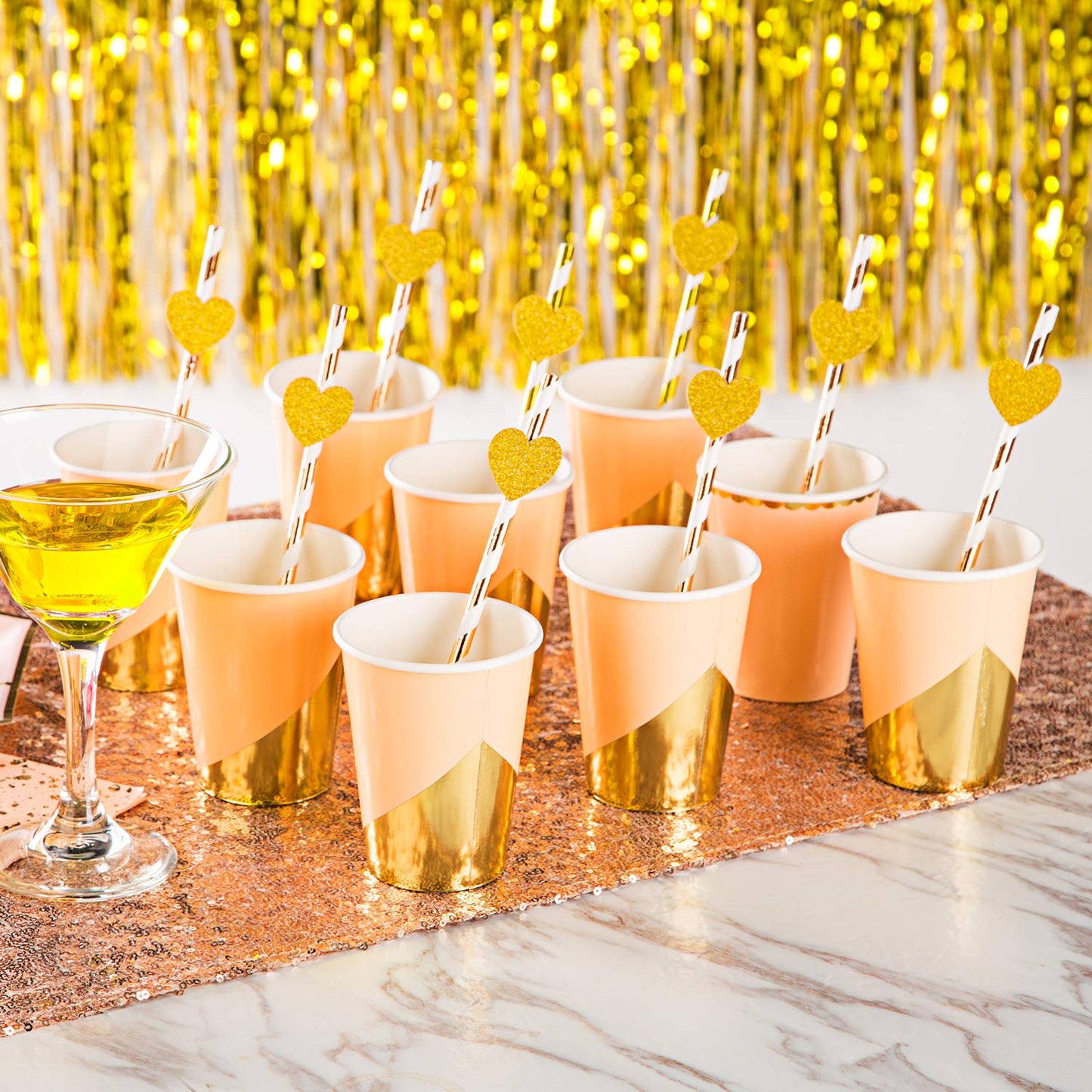 MOWO Glitter Heart Confetti Wedding Party Decor and Table Decor 1.2 in Diameter (Gold glitte,200pc)