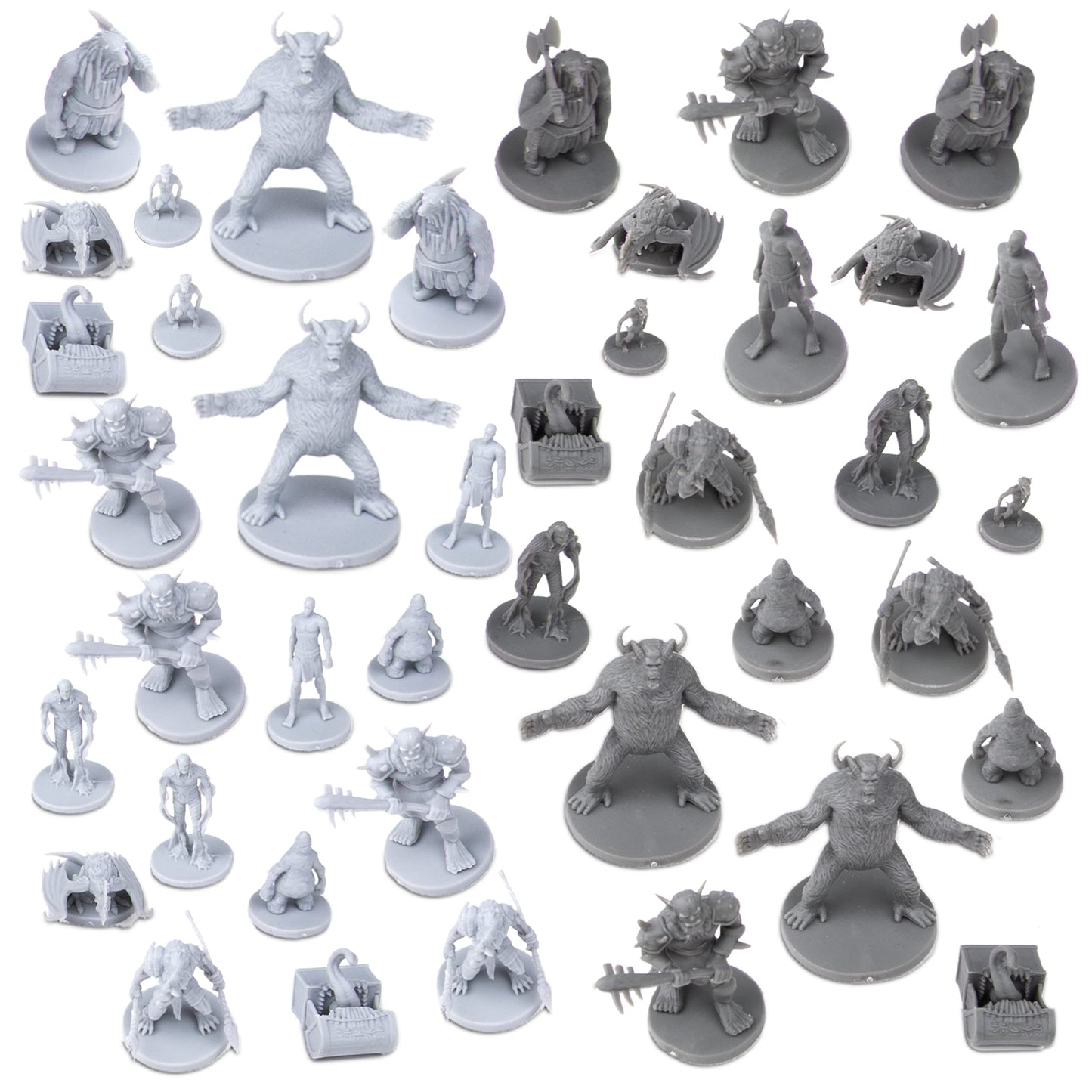 Path Gaming 40 Miniature Monsters Fantasy Tabletop Rpg Figures For Dungeons And Dragons, Pathfinder Roleplaying Games. 28Mm Scaled Miniatures, 10 Unique Designs, Bulk Unpainted, Great For D&D/Dnd