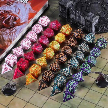 CiaraQ DND Polyhedral Dice Set (42pcs) with A Gold Pattern Drawstring Bag for Dungeons and Dragons RPG MTG Table Games. 6 Sets H