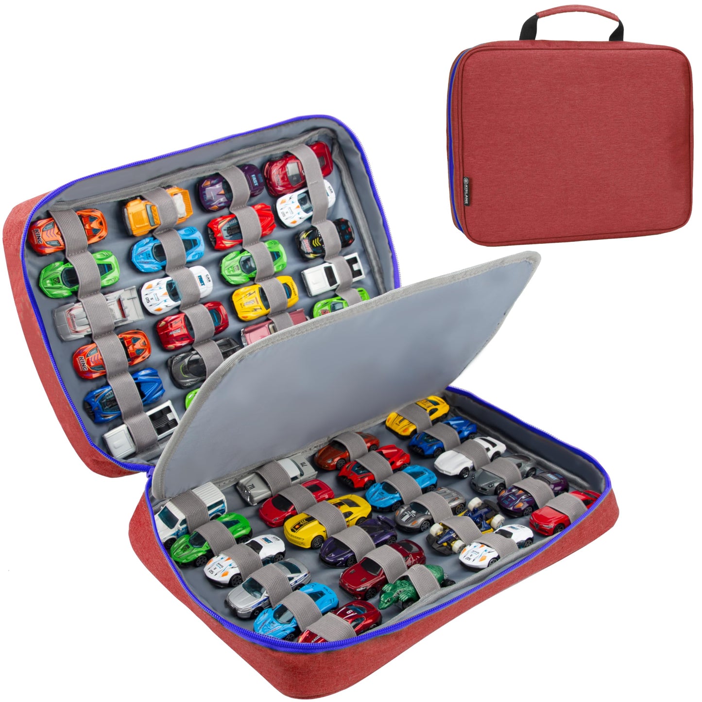 KISLANE 48 Toy Cars Carrying Case, Red Polyester Storage Bag, Model KL20010