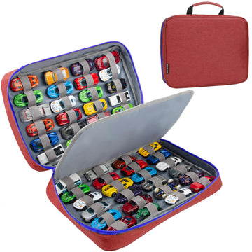 KISLANE 48 Toy Cars Carrying Case, Red Polyester Storage Bag, Model KL20010