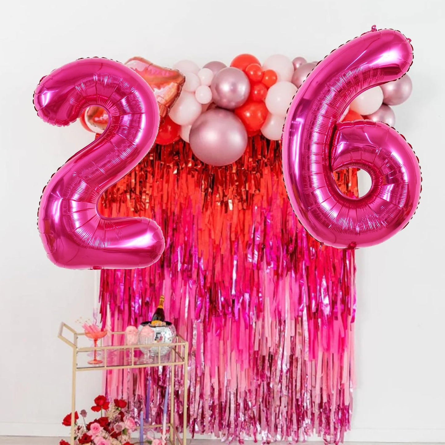 Toniful 40 Inch Hot Pink Large Numbers Balloon 0-9 Birthday Party Decorations,Foil Mylar Big Number 6 Balloon Digital 6 For Birt