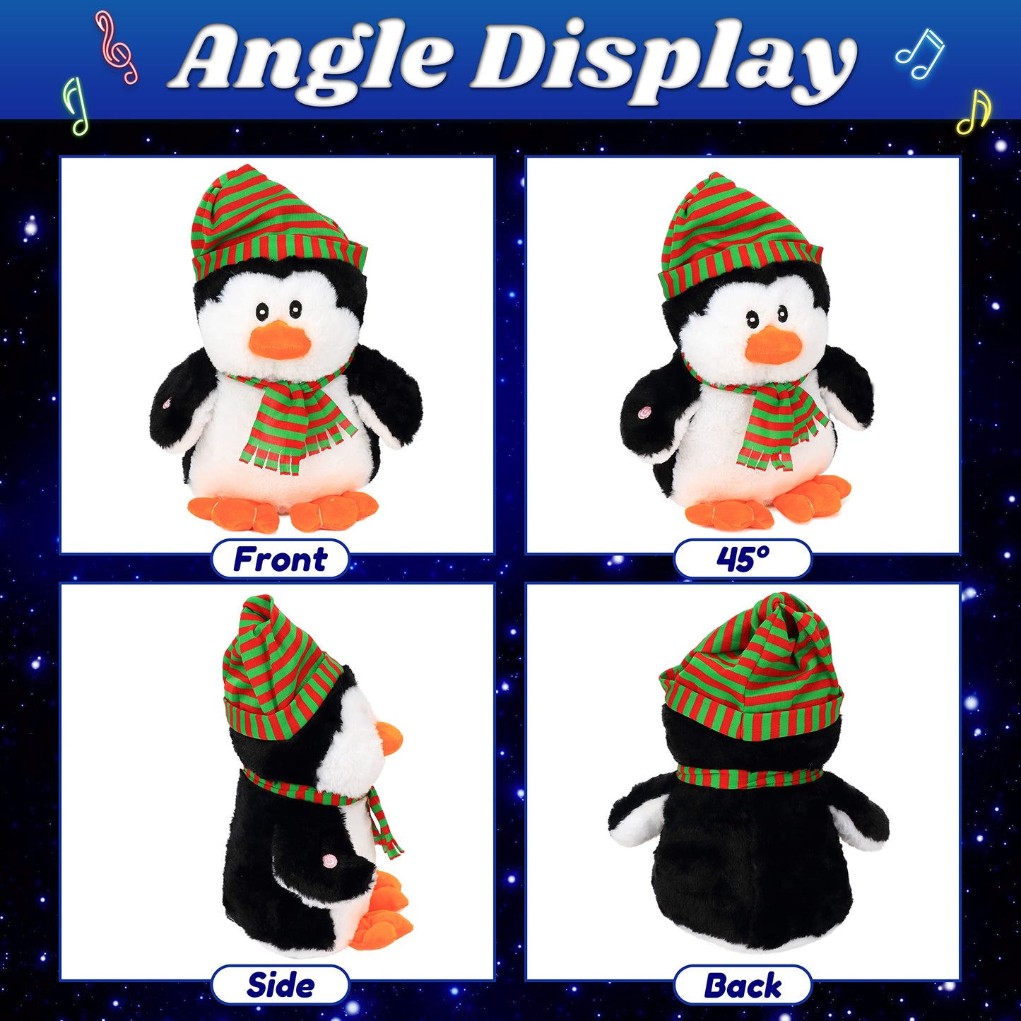 Cuteoy Penguin Led Stuffed Animal Light-Up Plush Birthday Christmas Plushies Toy Gifts For Kids Toddler Girls, 11'