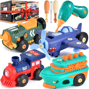 Take-Apart Electric Building Toys Car, Toddler & Kids Tool Set with Motor & Electric Drill, STEM Educational Construction Toy fo