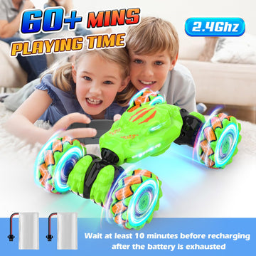 Hand Gesture Sensing RC Stunt Car Toys for Kids 6-12, Light & Music Remote Control Car for Boys 4-7 8-12, 2.4Ghz 4WD Monster Twi