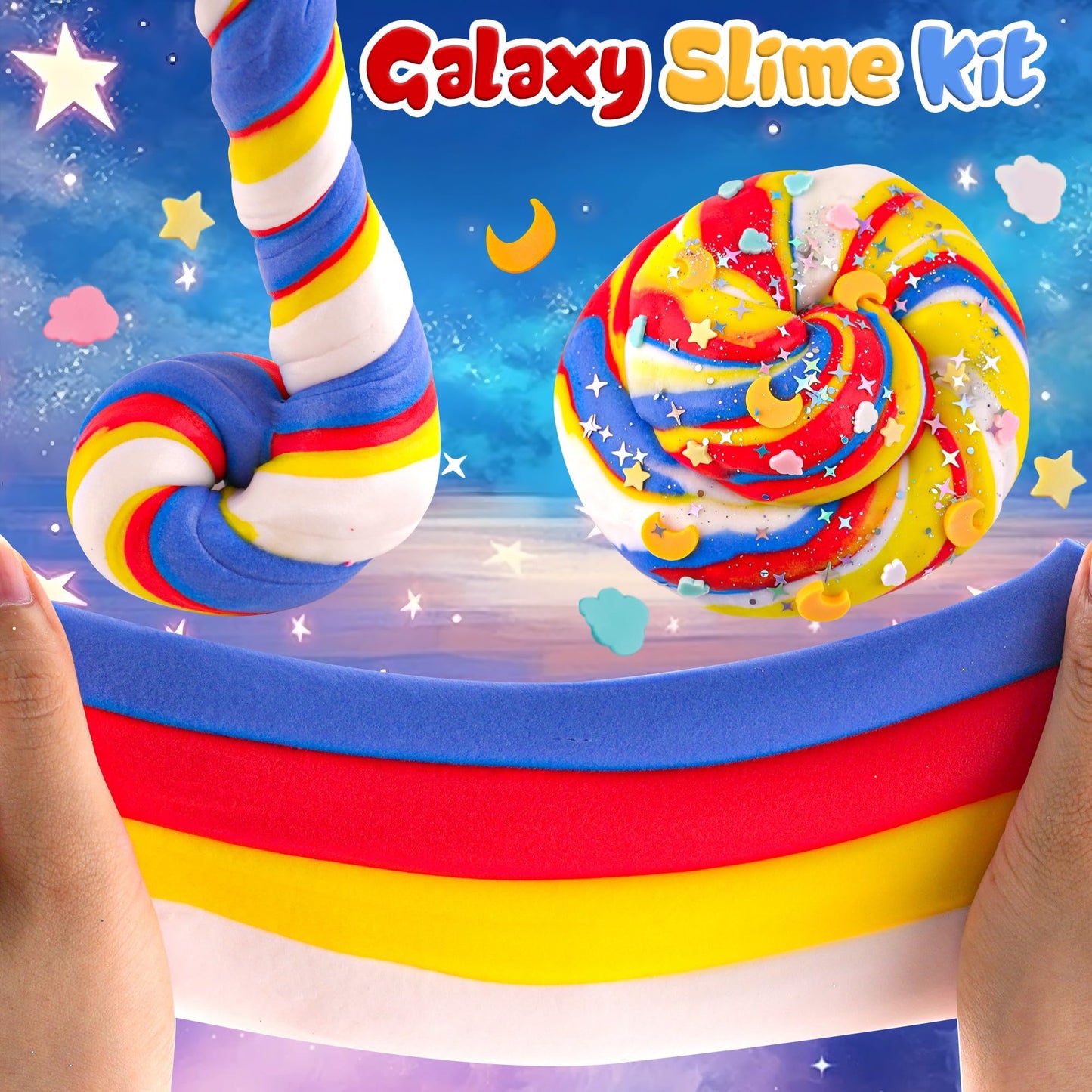 Lawoho 2X120Ml Butter Slime Kit Includes Two-Toned Butter Slime With 6 Packs Add-Ins, Galaxy Slime For Kids Party Favors, Galaxy Slime Kit For Girls & Boys Birthday Halloween Christmas Easter Gifts