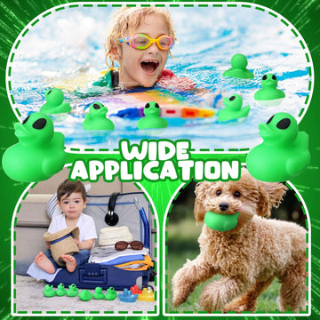 Leyndo 24 Pcs Alien Birthday Party Decoration Favors Alien Rubber Duck Bulk for Bathtub Floating Pool Squeaky Green Duck for Gifts Party Supplies