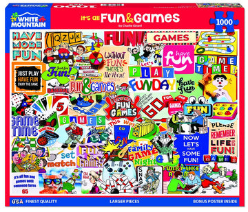 White Mountain Puzzles - It'S All Fun & Games - 1000 Piece Jigsaw Puzzle For Adults & Kids - Fun Family Activity - 24''X30''