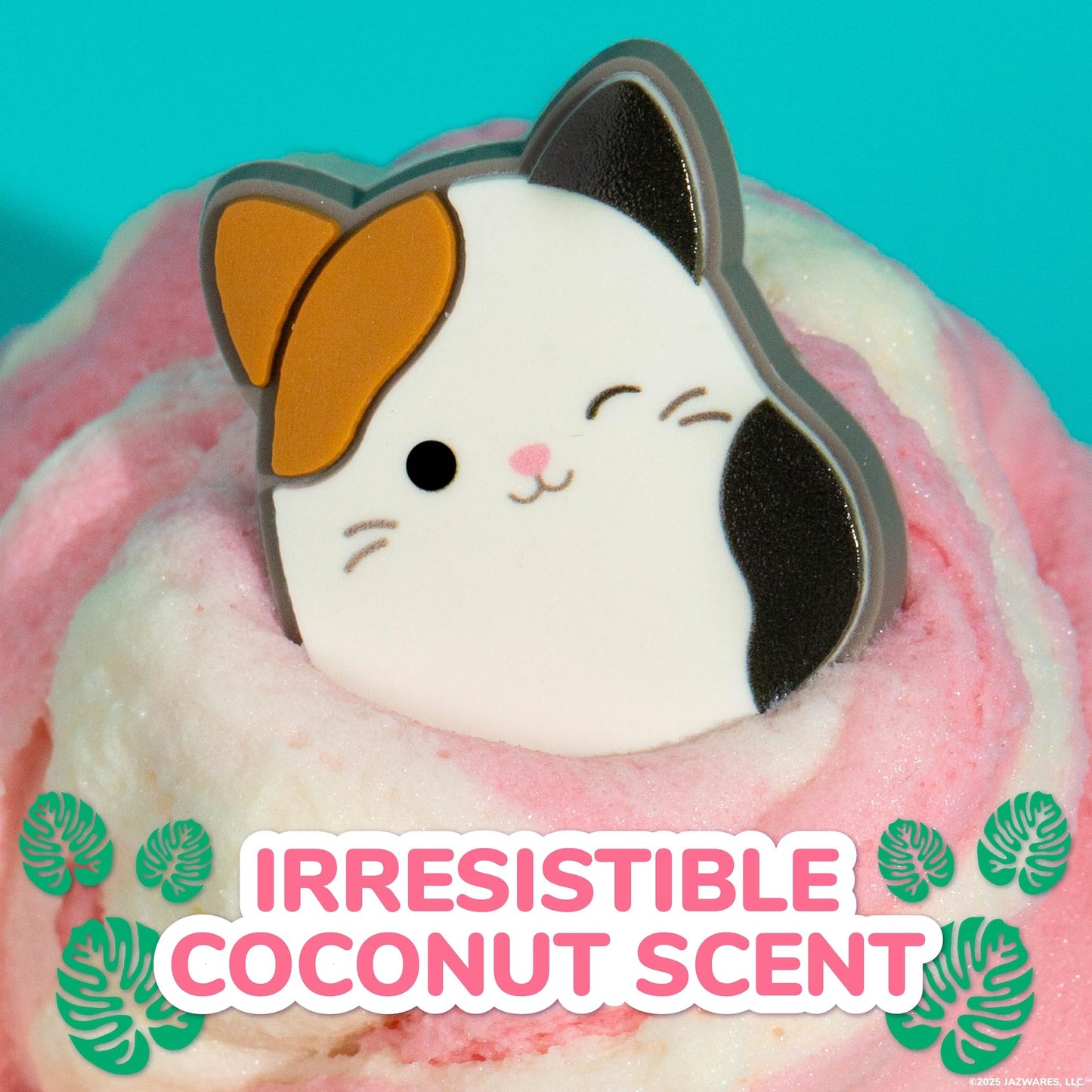 Squishmallows Cam The Cat Cloud Slime, Coconut-Scented, 8 oz, Multi Color, 15 inches, Includes Figurine Topper & Rubber Charm