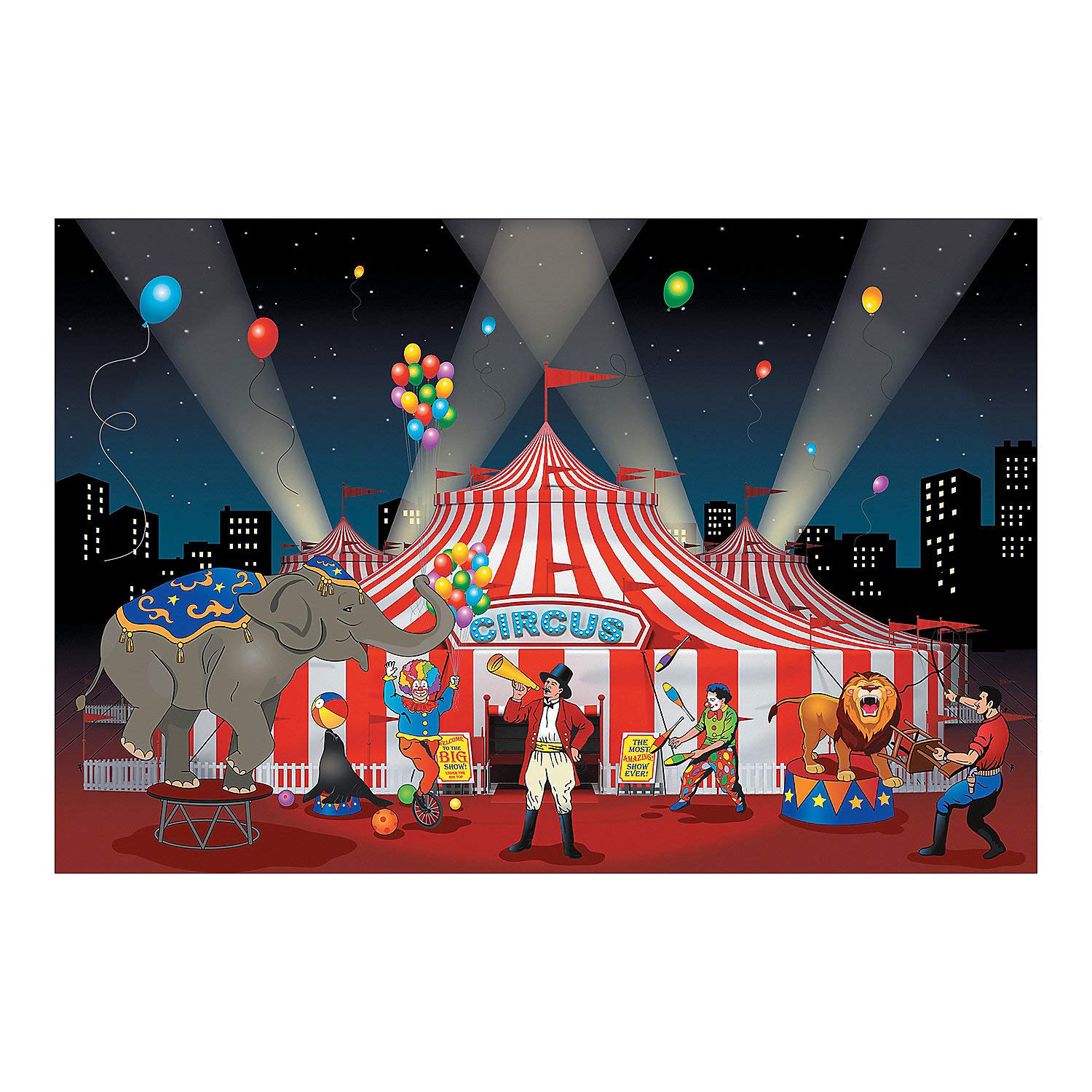 Fun Express Circus Big Top Tent Banner - 9 Feet Long - Carnival Birthday Party Decor and Supplies - VBS Vacation Bible School Su