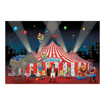 Fun Express Circus Big Top Tent Banner - 9 Feet Long - Carnival Birthday Party Decor and Supplies - VBS Vacation Bible School Su