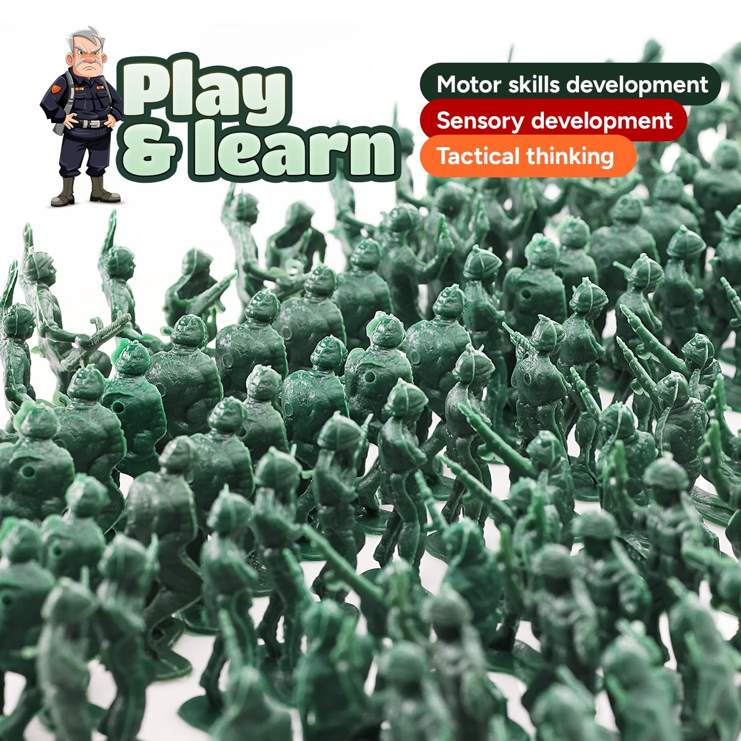 Entervending Army Men Action Figures - 2    Small Soldiers For Boys - 25 Pcs Green Army Soldier Toy Playset - Military Toys - Ar