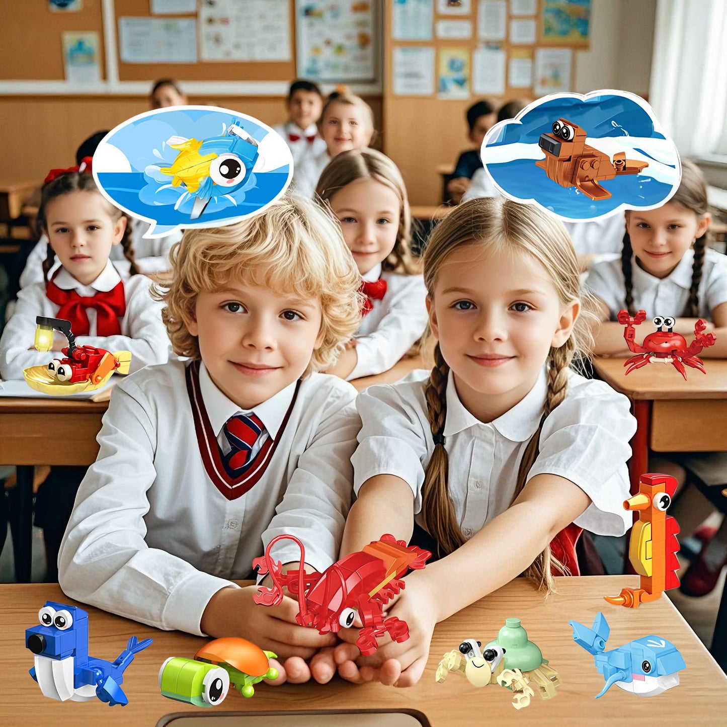 36 Pack Party Favors for Kids Mini Ocean Animals Building Blocks Set  Prize Box Toys for Kids Classroom  Easter Birthday Christmas Goodie Bag Fillers  Creative STEM Building Toys for Ages 6-12