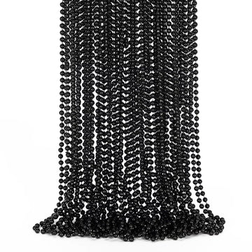 24PCS Black Bead Necklace, Halloween Black Bead Necklaces Stuff Accessories, 33'' Mardi Gras Beads Necklace Costume, Festival Pa