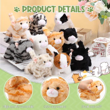 Lenwen 10 Pcs Cat Stuffed Animals Bulk Soft Cuddly Kitten Plush Sets Smitten Kittens Assorted Fluffy Stuffed Cats For Kiddos Bir