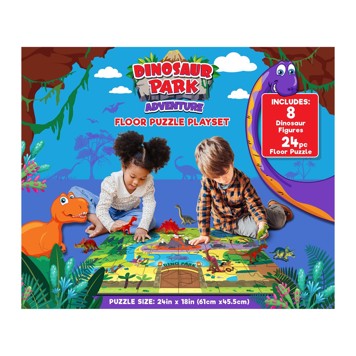 RoseArt - Kids Floor Puzzle Playset - Dinosaur Park Adventure - 24 Piece Jigsaw Puzzle