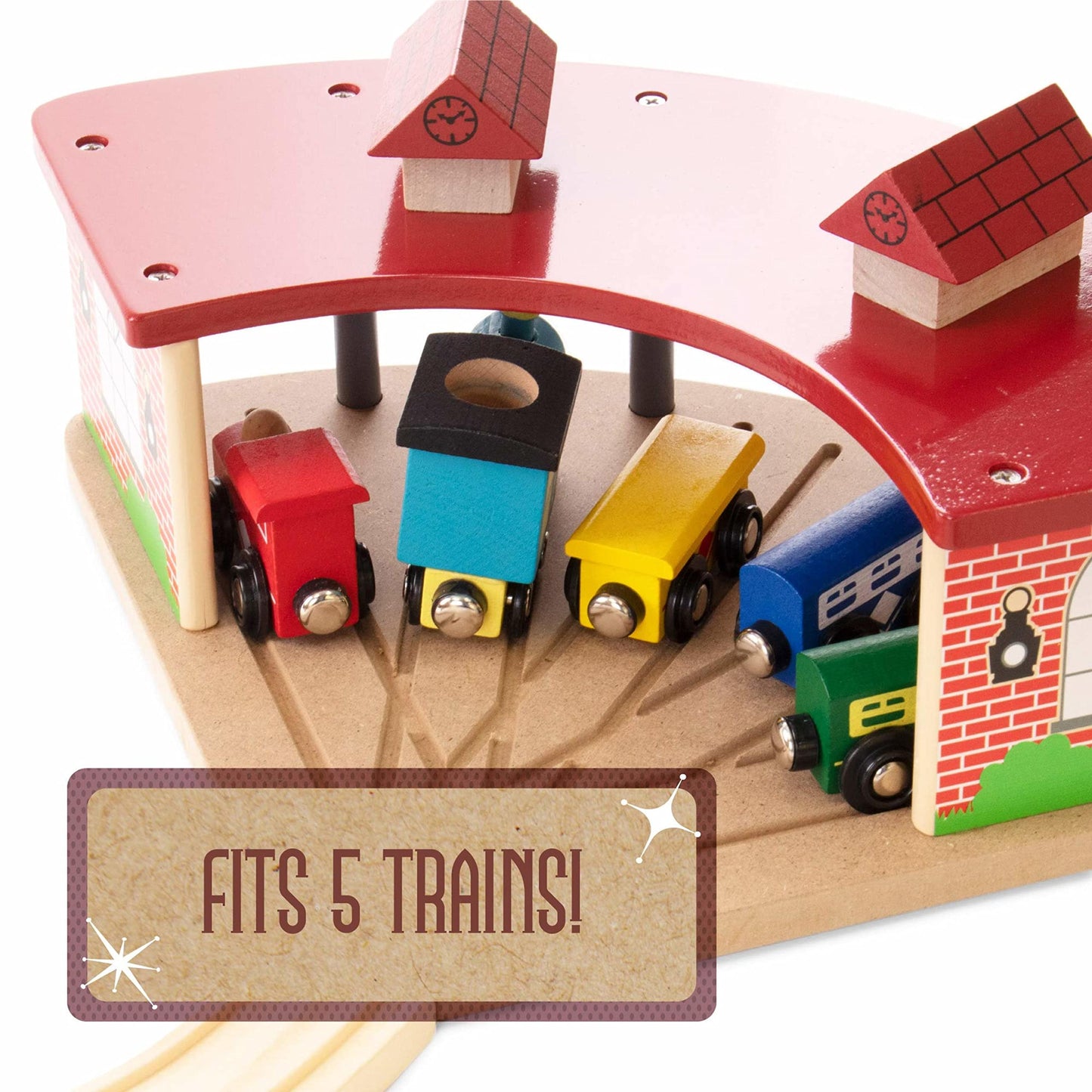Wooden Train Track Train Garage - Train Storage Garage for Wooden Train Tracks & Sets - Compatible with Most All Conductor Carl
