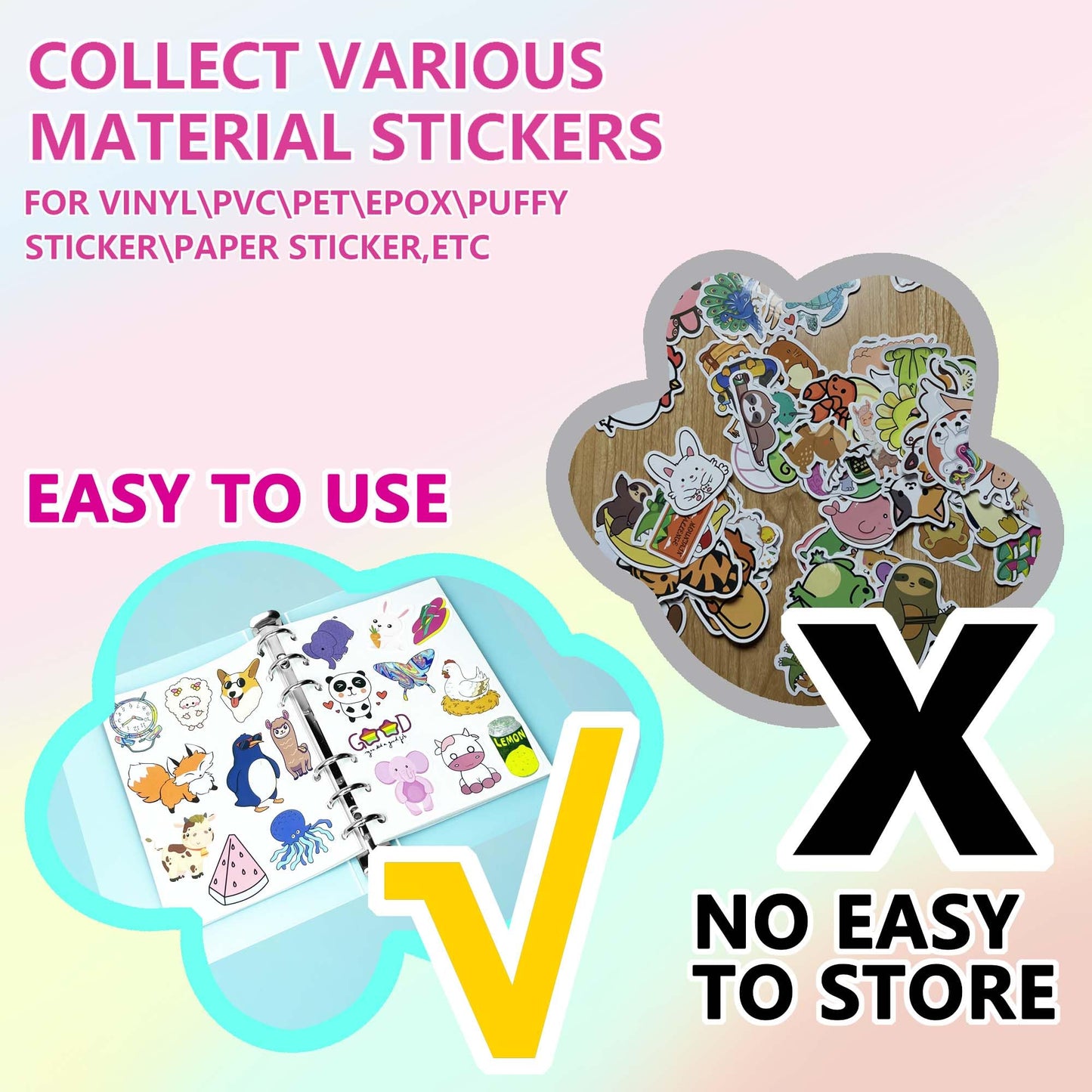 Quick-Find Reusable Sticker Book Collecting Album| A5 Binder Sticker Book For Adults Girls Kids| Sticker Collecting Album| Stick