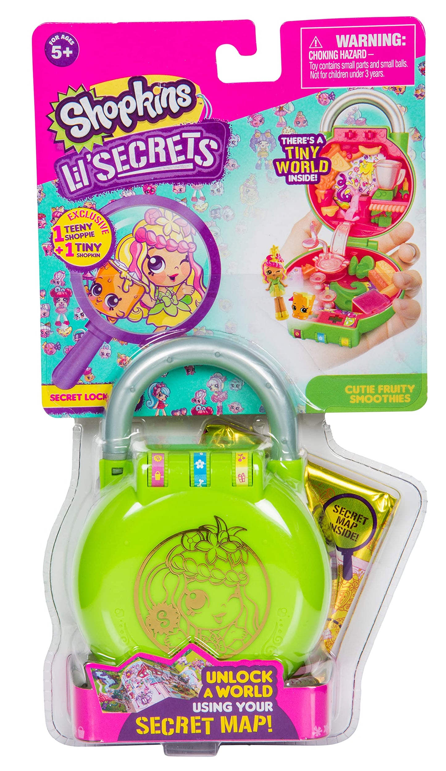 Shopkins Lil' Secrets Playset - Collectable Mini Playset with Secret with Shoppie and Shopkin Toy Inside - Cutie Fruity Smoothies
