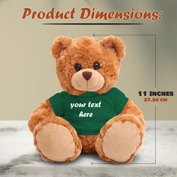 Plushland Teddy Bear 11 Inch, Stuffed Animal Personalized Gift - Great Present For Mothers Day, Valentine, Graduation, Birthday,Anniversary, Get Well,Christmas (Mocha Bear, Forest Green)