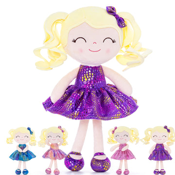 Gloveleya Soft Dolls Plush Figure Skin Glitter Purple Dress Baby Doll Gift 12Inches