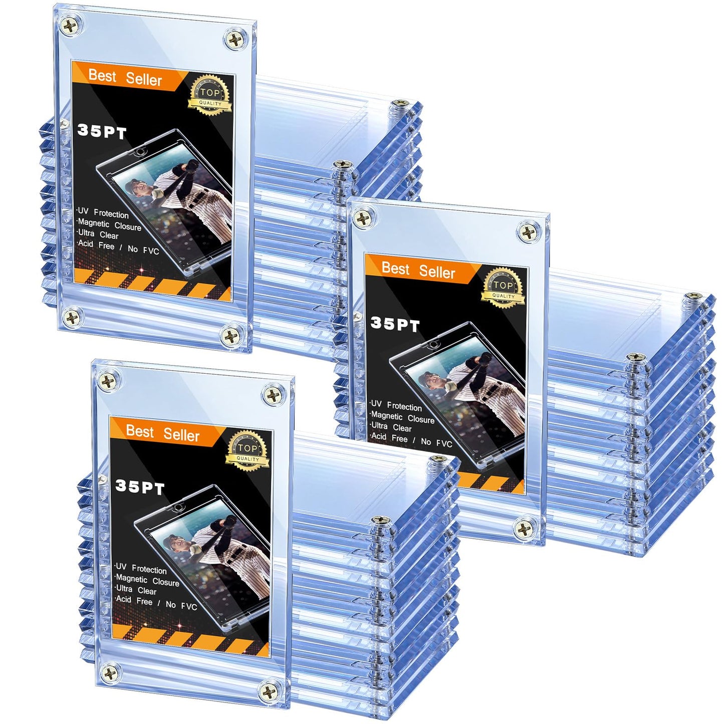25 Pieces Acrylic Card Holder Screw Trading Card Protector 35 PT Clear Protectors for Baseball Football Sports Game Cards Storage and Display