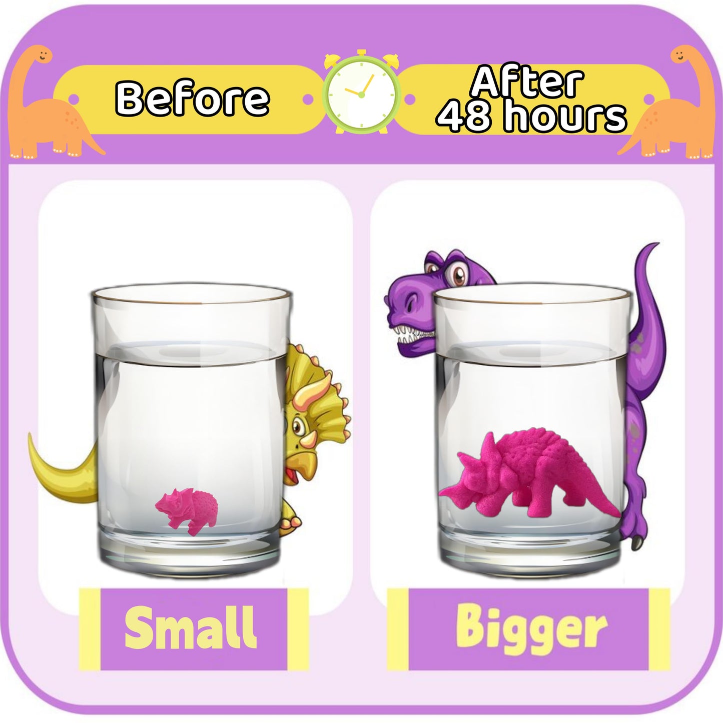 LilyBeauty Water Growing Dinosaurs - 50 Pack  Individually Wrapped Favors  Expandable Animals Toy - Party Supplie