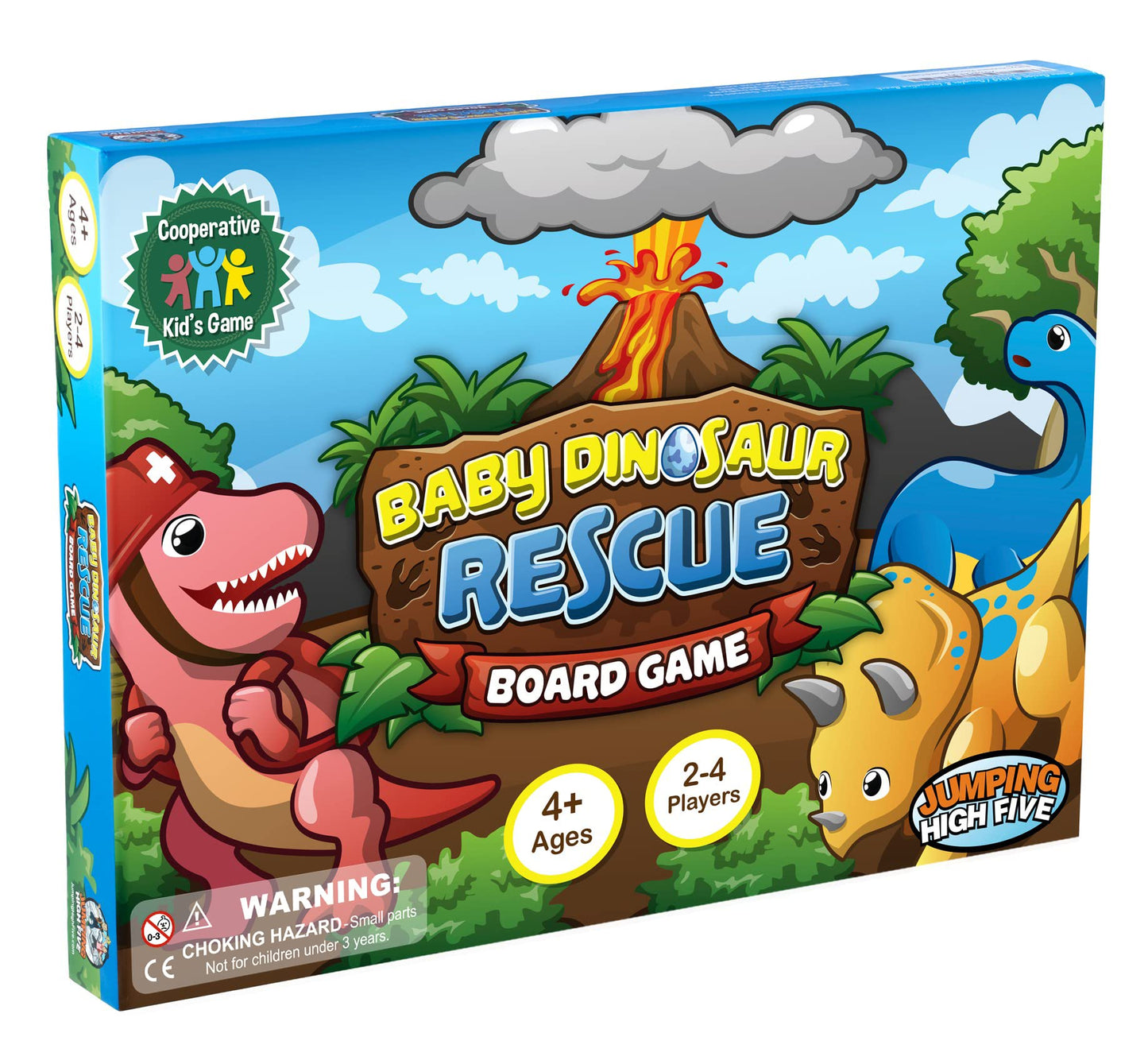 Jumping High Five Cooperative Dinosaur Rescue Board Game for Kids - Easy to Learn, Fun Family Game, Ages 4+, Cardboard, Multi-Color