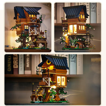 Vatos Tree House Stem Toy, 1155Pcs Creative Building Set For Kids With Led Light | 4 Seasons In 1 Treehouse Building Bricks Forest House For 6 7 8 9 10+ Girls Boys Christmas Birthday Gift