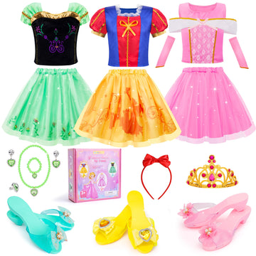 Meland Princess Dress Up - Dress Up Clothes For Girls With Princess Toys, Christmas Birthday Gift For Girls Age 3-8 Year Old